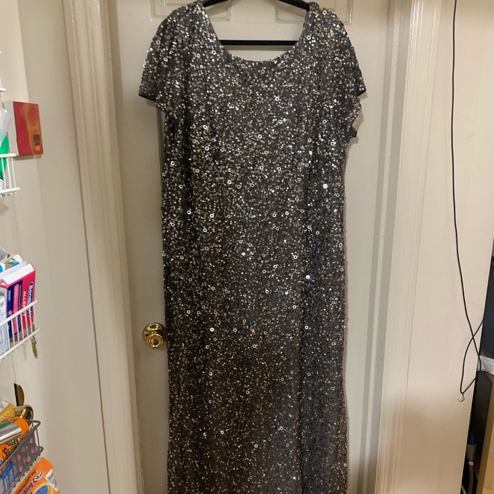 Adrianna Papell Scoop Back Sequin Dress 24W